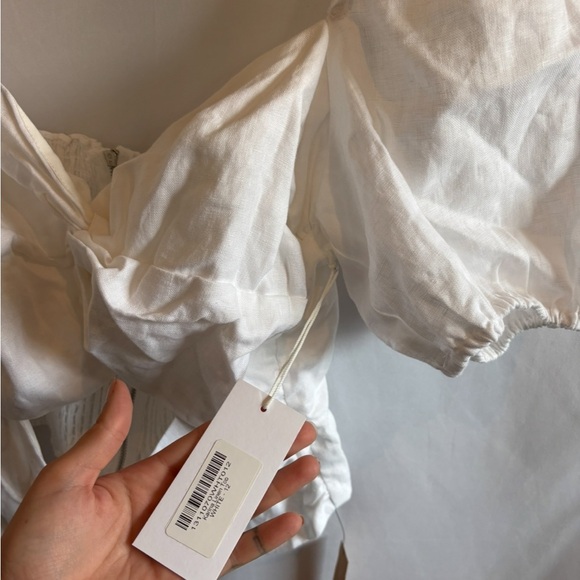 BNWT Reformation Karina White Twist Front Linen Blouse - Picture 5 of 7
